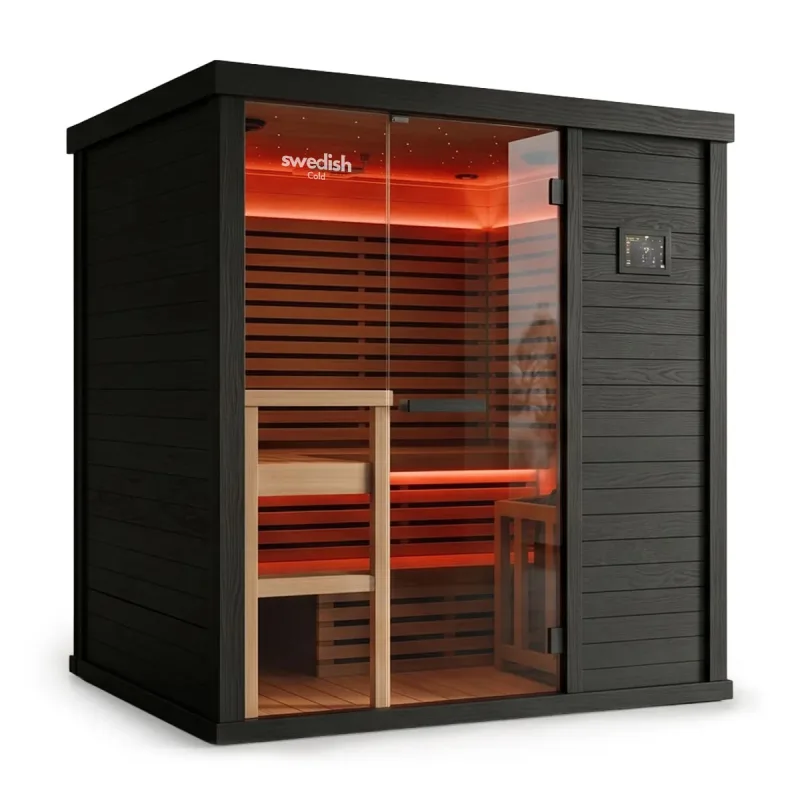 Swedish Cold Hybrid Sauna kombinerad infraröd och traditionell inomhusbastu